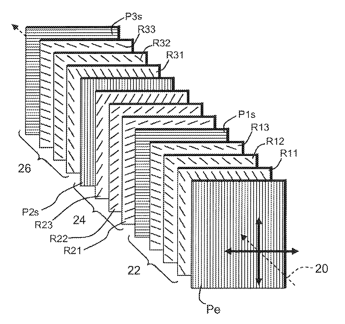 Optical birefringence filters with interleaved absorptive and zero degree reflective polarizers