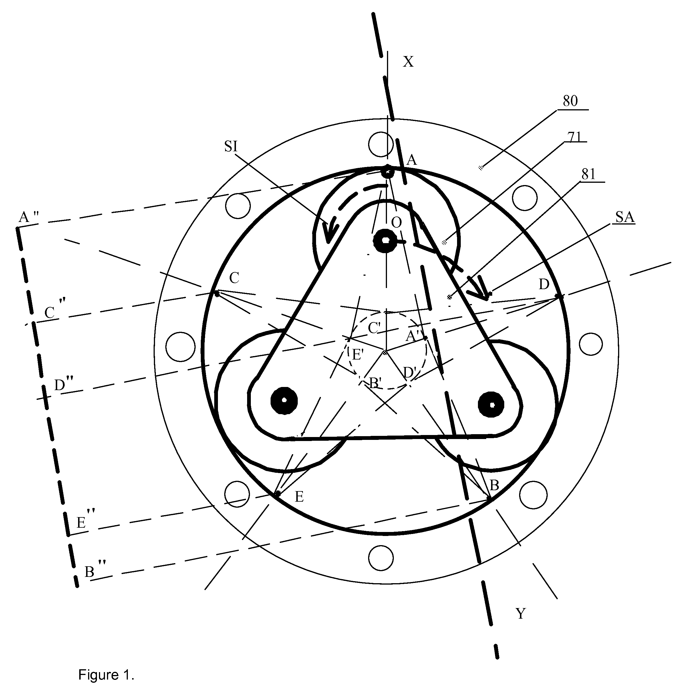 Efficient 5-phase motor with turbo and two compressible chambers