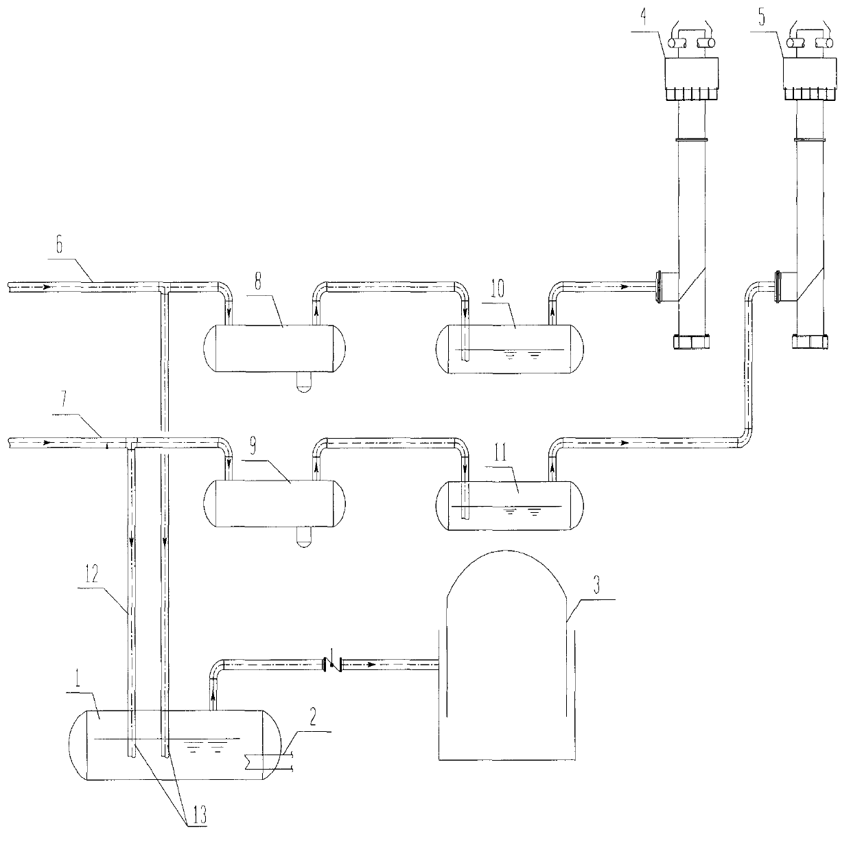 Method and device for preventing high-pressure and low-pressure flare gas channeling of gas inlet cabinet