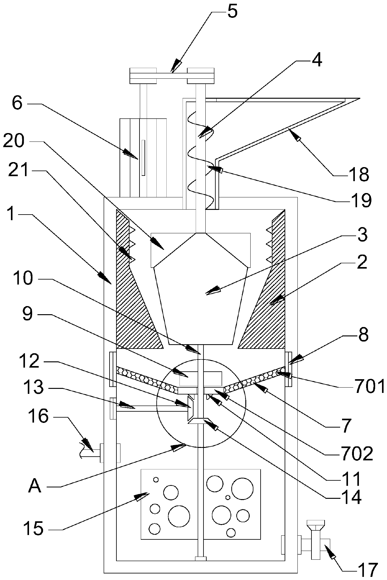 Solid-liquid grinding and mixing device for chemical industry