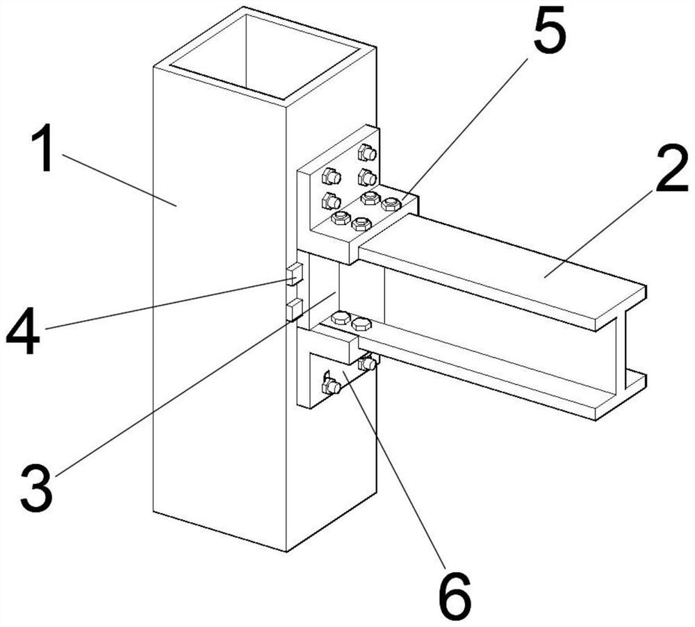 H-shaped steel and square pipe assembly type joint and construction method