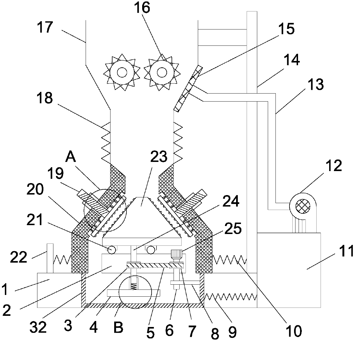 Eccentric rotary cone type stone crushing device for mineral processing