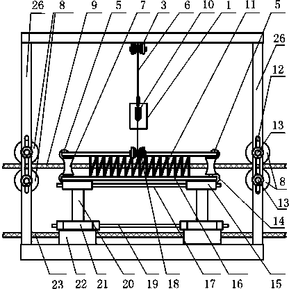 Gravity type steel wire conveying belt horizontal passing-through demagnetization frame device