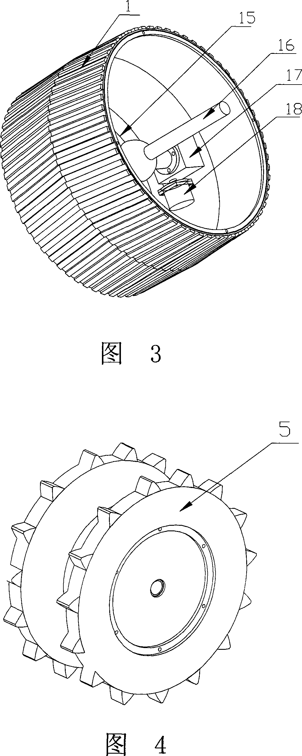 Track and wheeled combination swing arm type diamond-type walking device