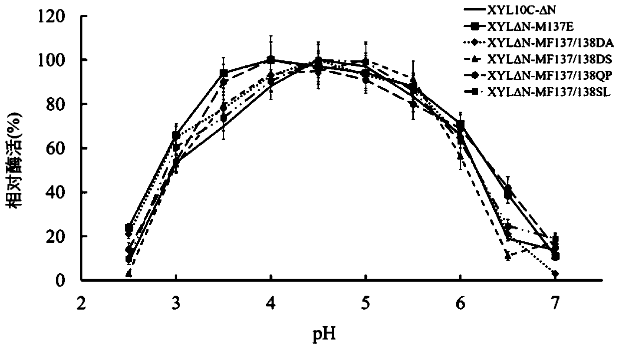 40 DEG C high-specific-activity xylanase mutant and construction method and application thereof