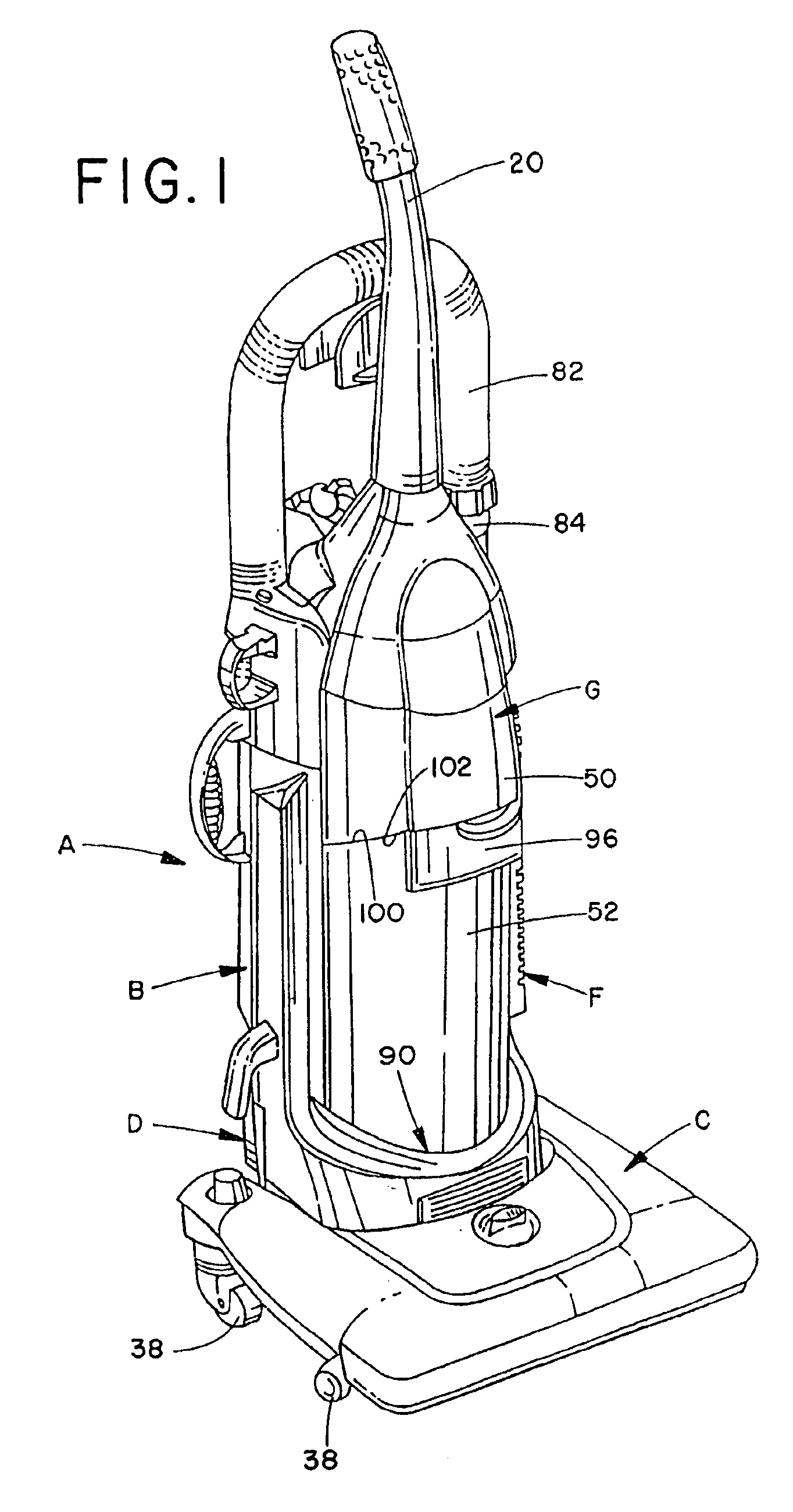 Upright vacuum cleaner with cyclonic airflow