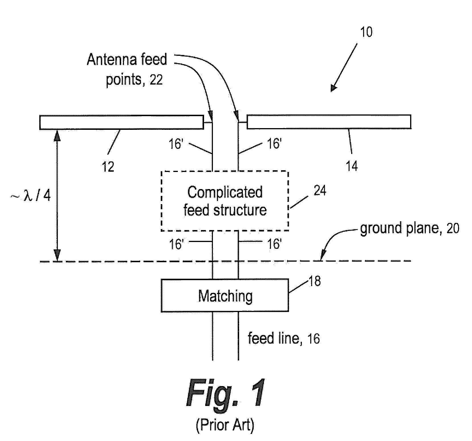 Integrated electronics matching circuit at an antenna feed point for establishing wide bandwidth, low vswr operation, and method of design