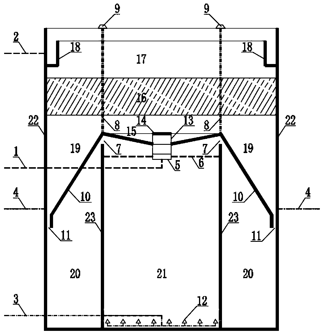 Self-circulation efficient biological denitrification device and working method thereof