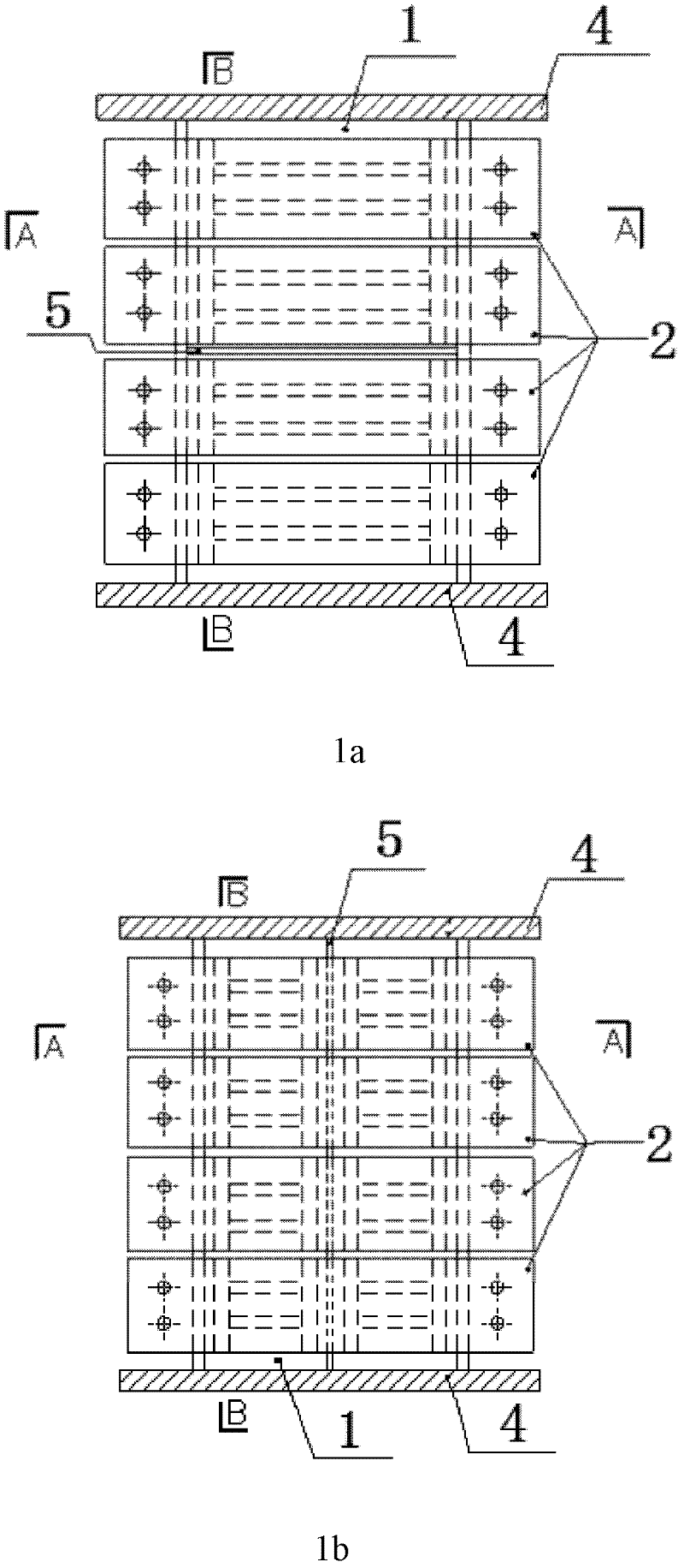 Metal damper provided with restraining devices and stiffening ribs