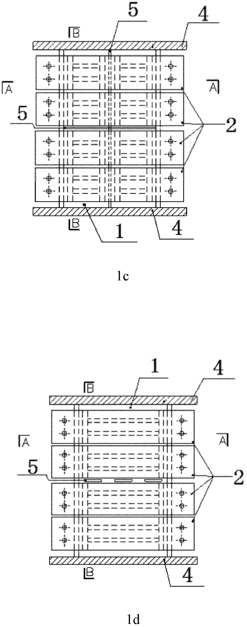 Metal damper provided with restraining devices and stiffening ribs