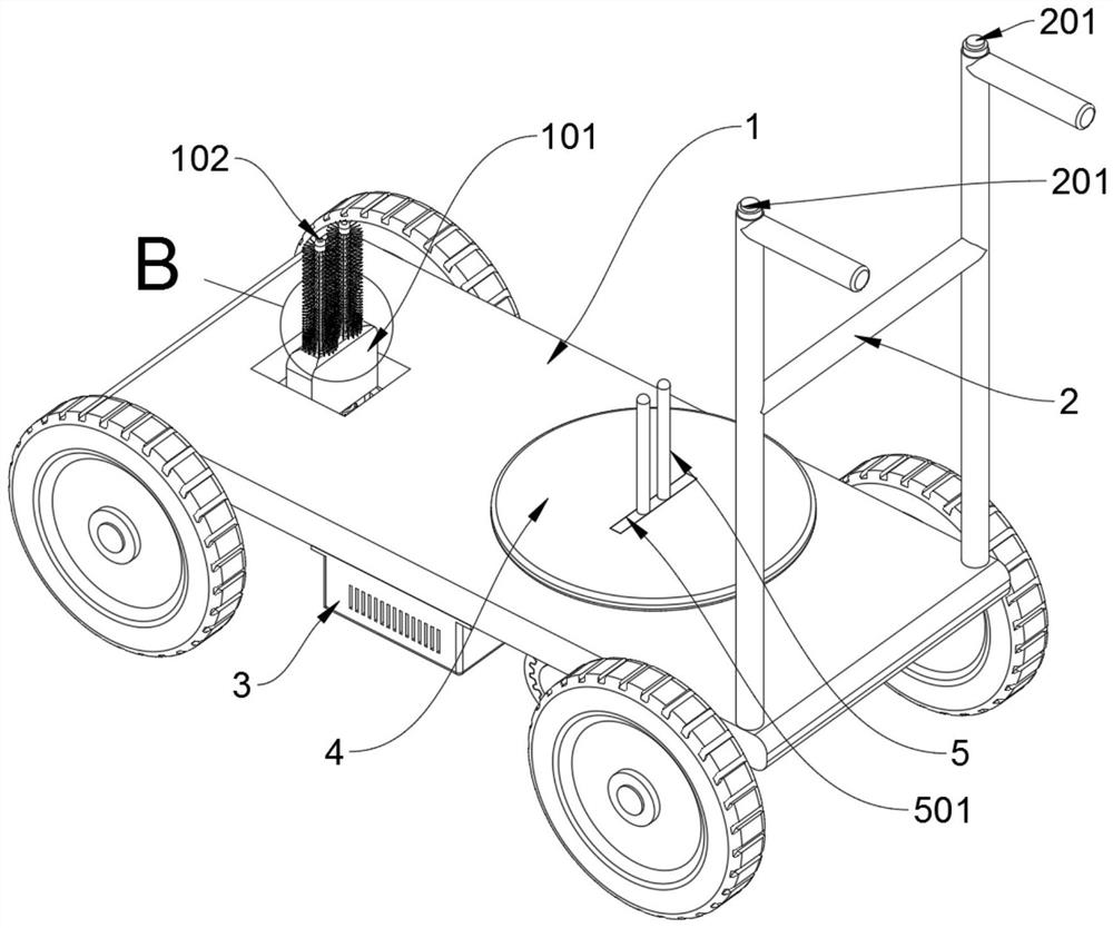 Rubber hose portable laying and collecting coiled pipe device based on garden irrigation