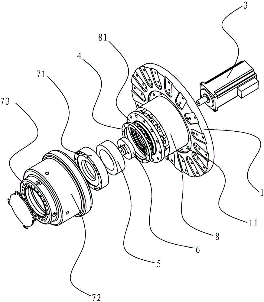 Disc type tool magazine utilizing harmonic reducer