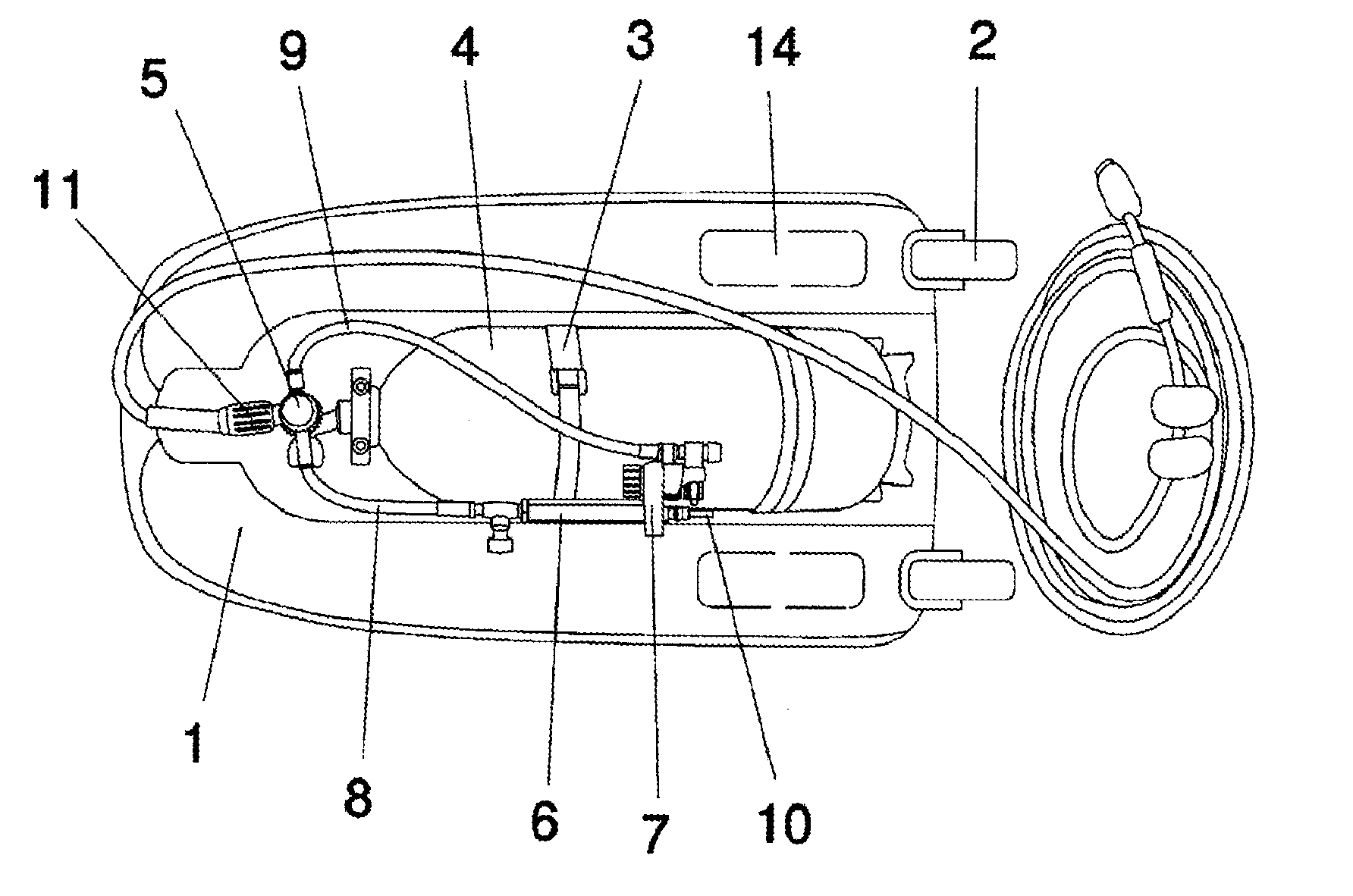 Self-contained diving system with an automatic alarm