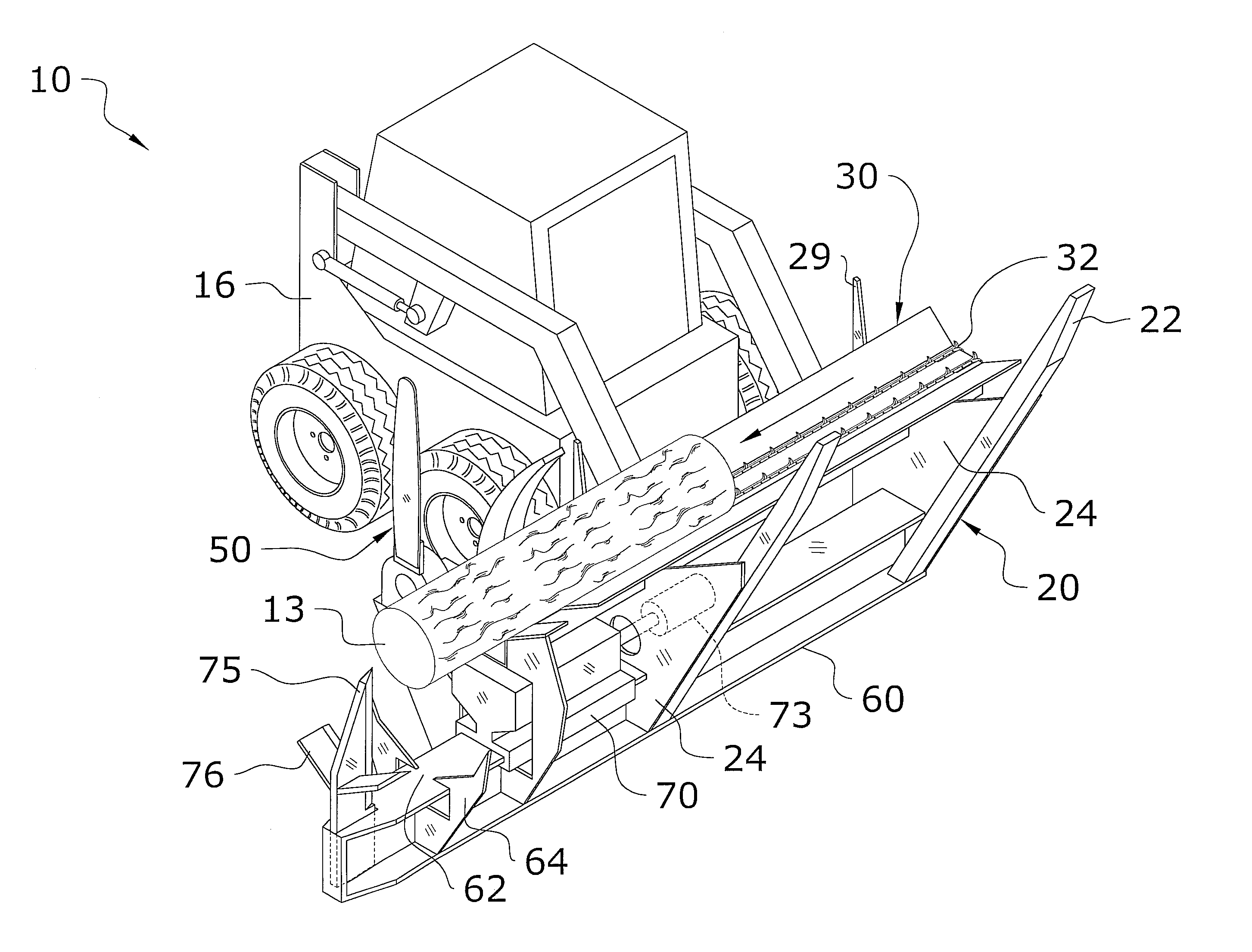 Wood processor attachment for skid steer loader