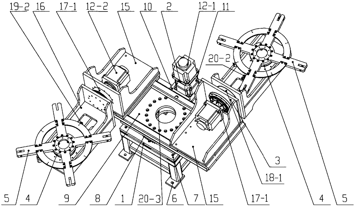 Fan impeller rotation type double-station eight-axis linkage robot welding apparatus and method