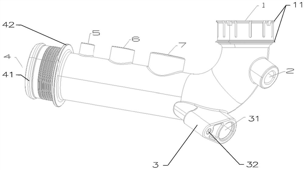 Humidifier outlet pipe structure