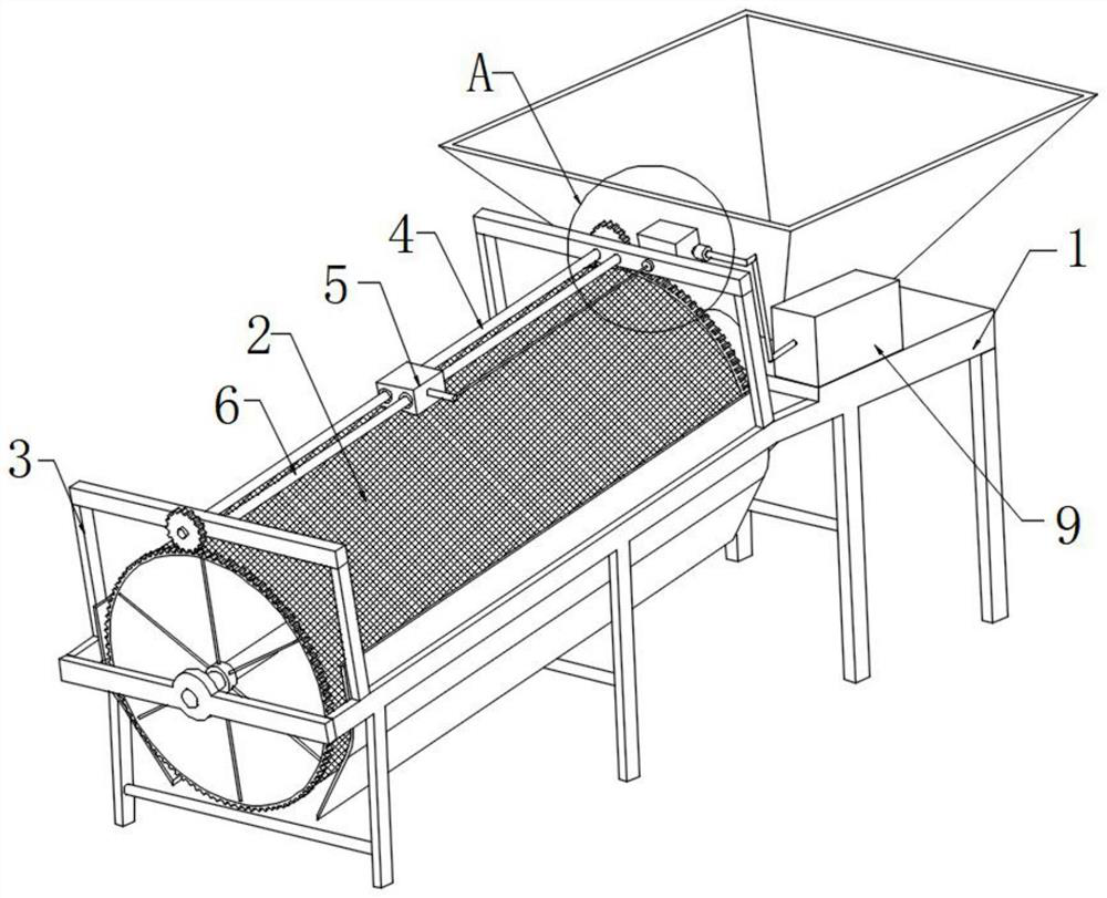 Efficient sand screening device for construction site and using method of efficient sand screening device