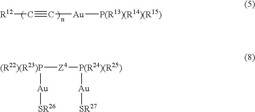 Organic polymer light-emitting element material having gold complex structure and organic polymer light-emitting element