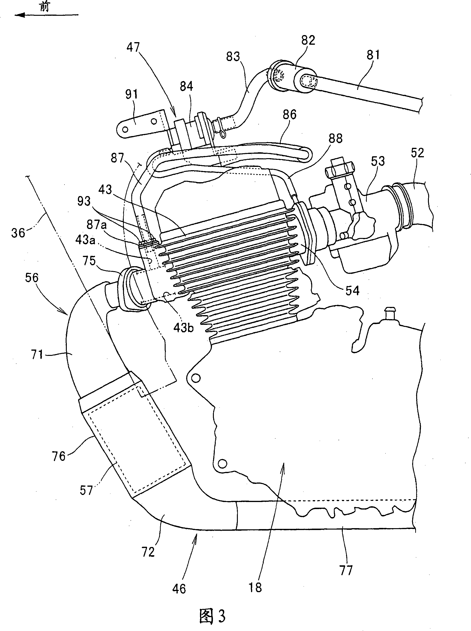 Catalyst arrangement construction of two-wheel motor vehicle