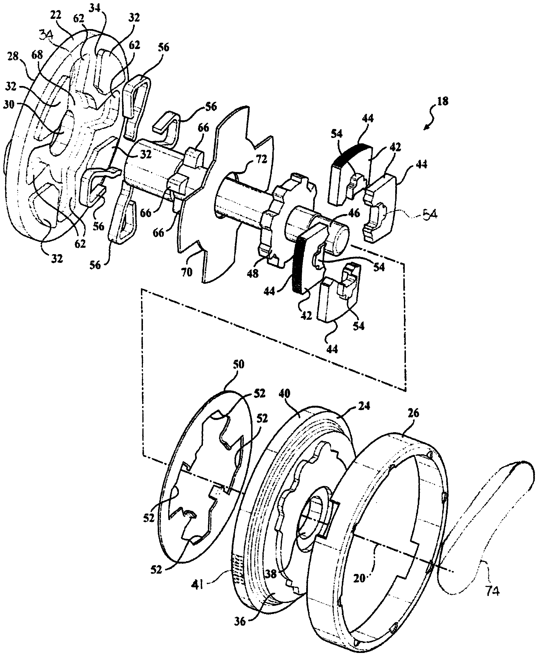 Disc recliner with internal leaf springs