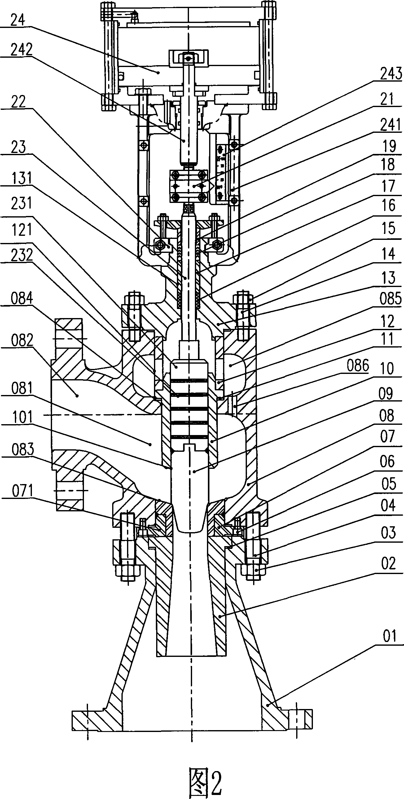 Corniform regulating valve