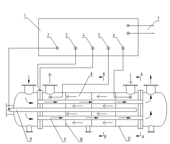 Anodic protection baffle rod type acid cooler