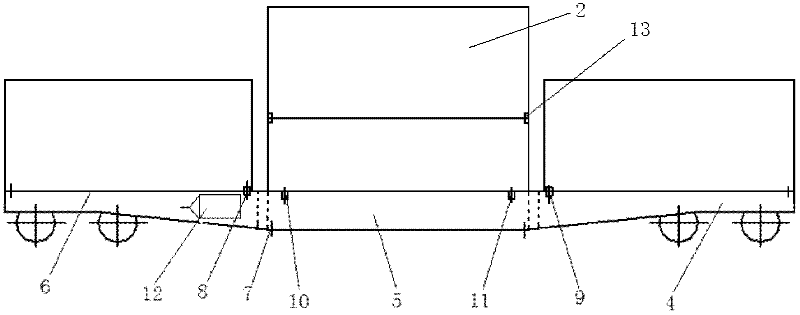 Railway vehicle capable of loading containers in single or double layers