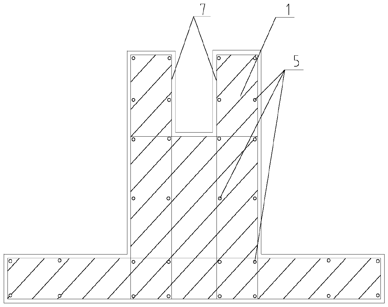 Assembly method for embedded connection between ground beam and shear wall