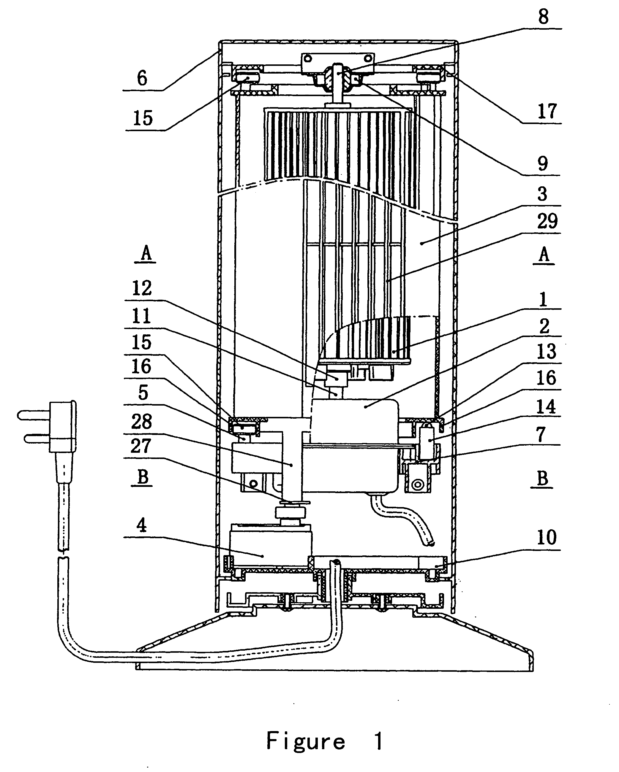 Blowing mechanism for column type electric fan