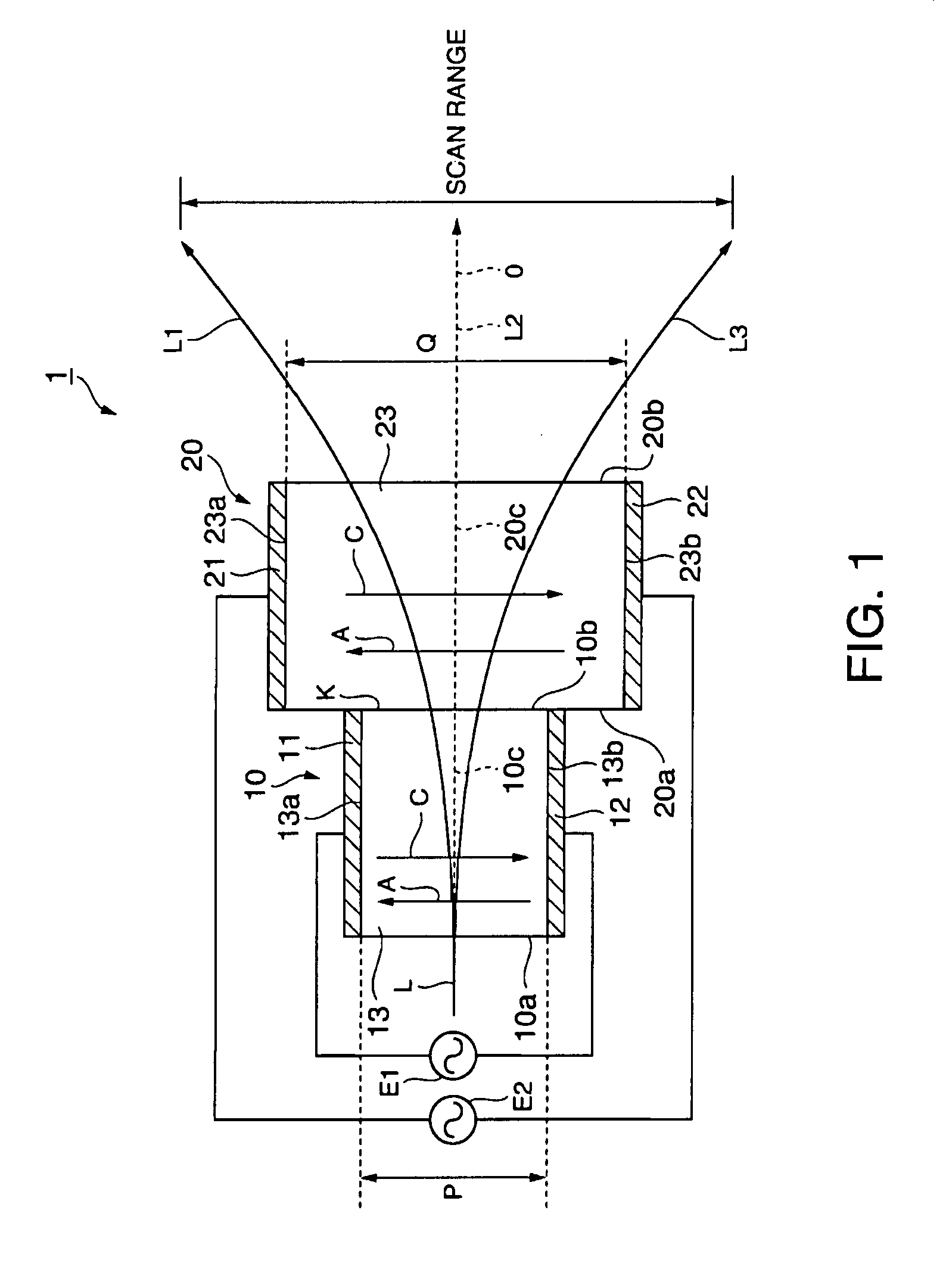 Electro optic device, method of manufacturing electro optic device, and scanning type optical apparatus