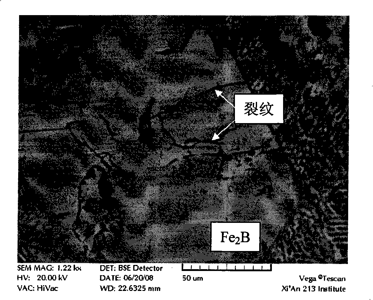 Toughening processing method of hard phase Fe2B in iron boron wear-resistant alloy