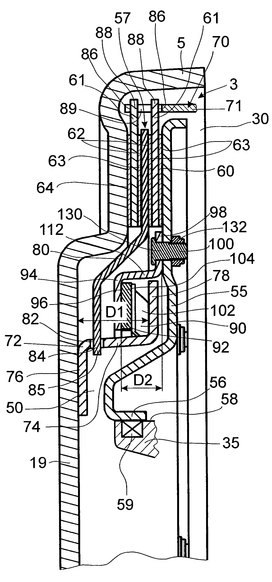 Bridging clutch for a hydrodynamic clutch device enclosed by a housing