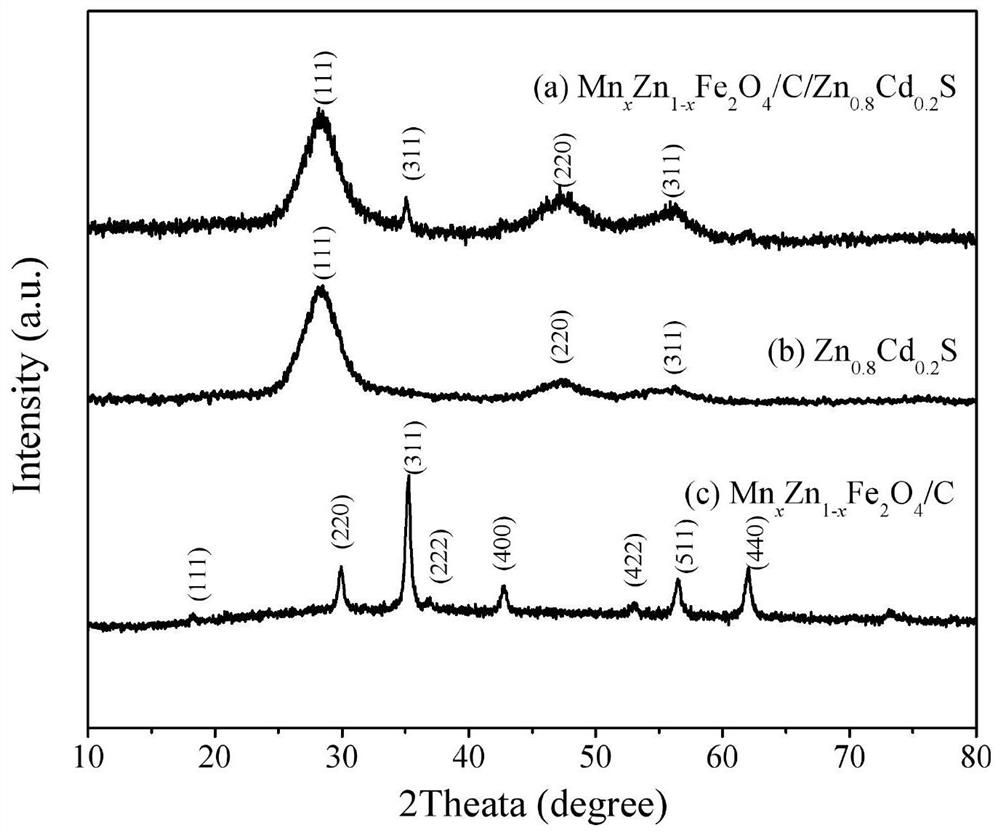 Method for preparing magnetic zinc cadmium sulfide composite photocatalyst