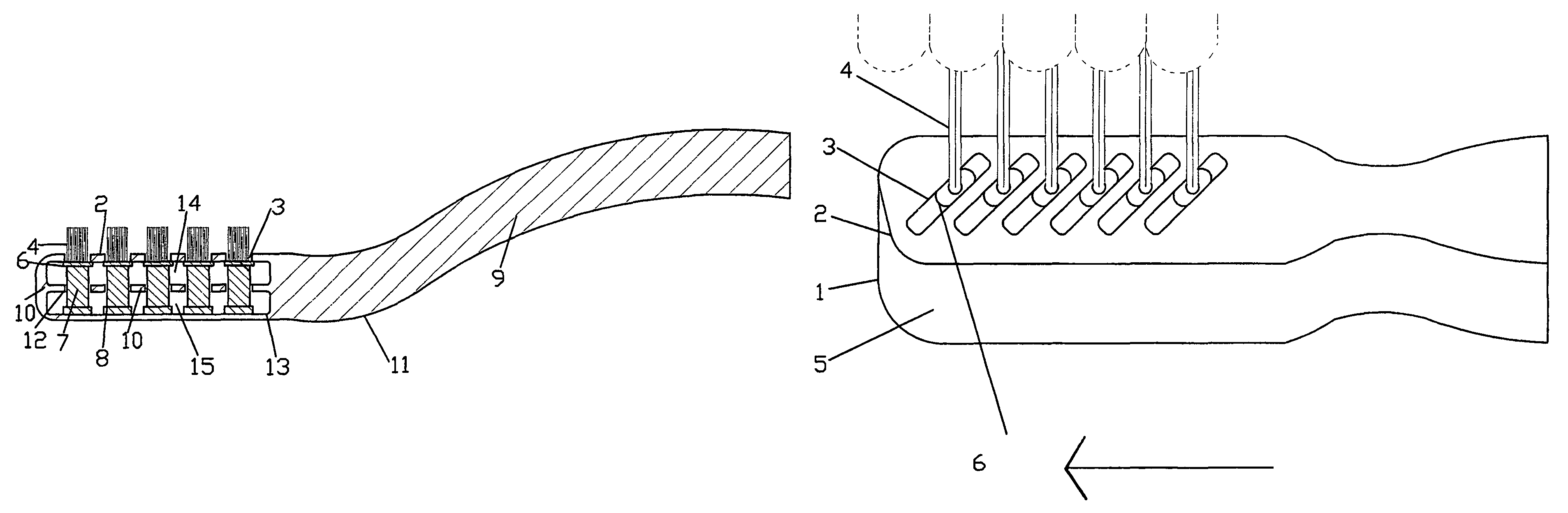 Toothbrush with independently mobile bristle groups for vertical brushing of teeth