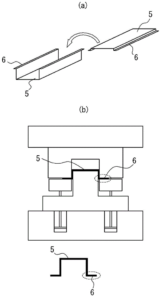 Warm press forming method and automobile frame component