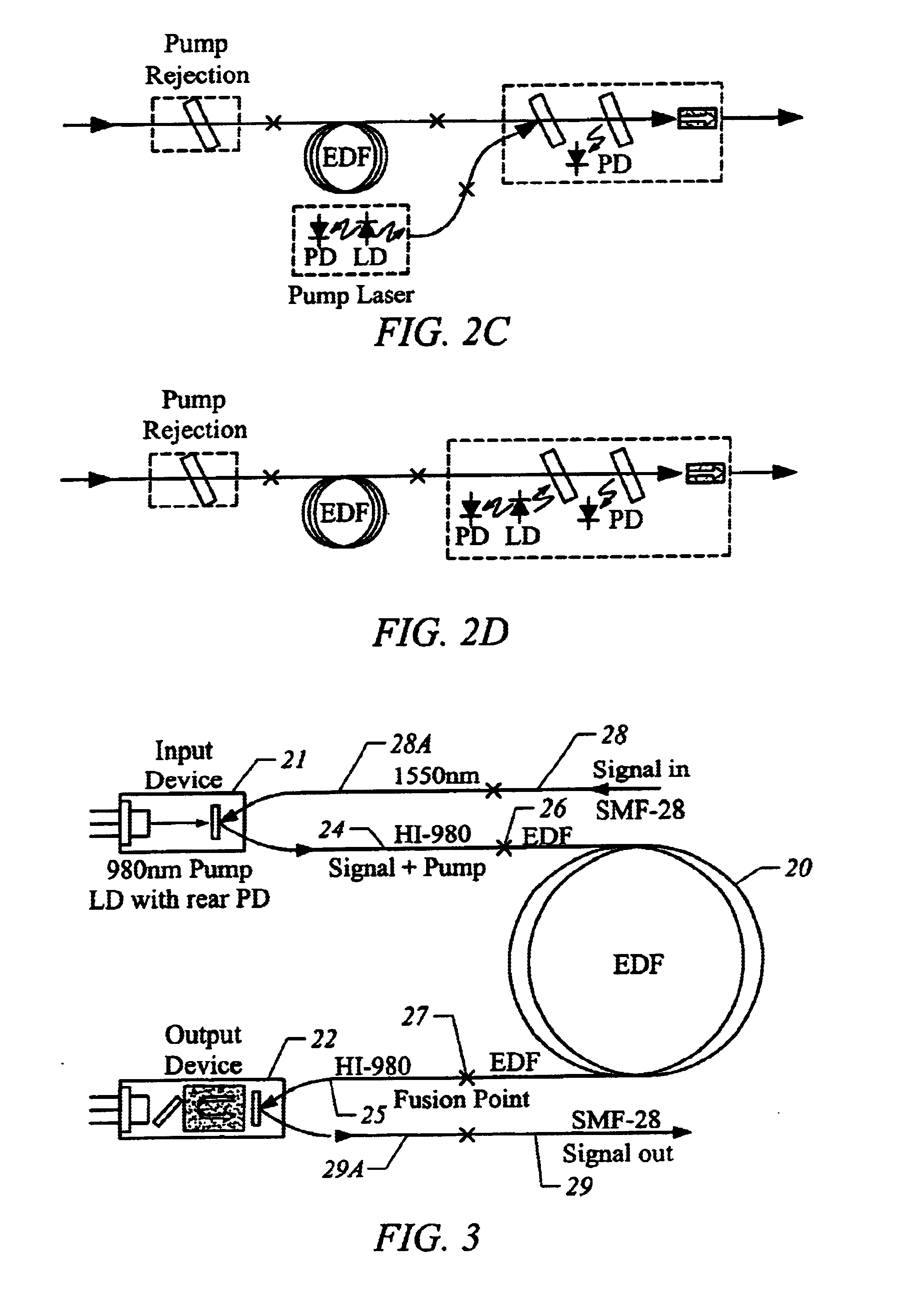 Erbium-doped fiber amplifier and integrated module components