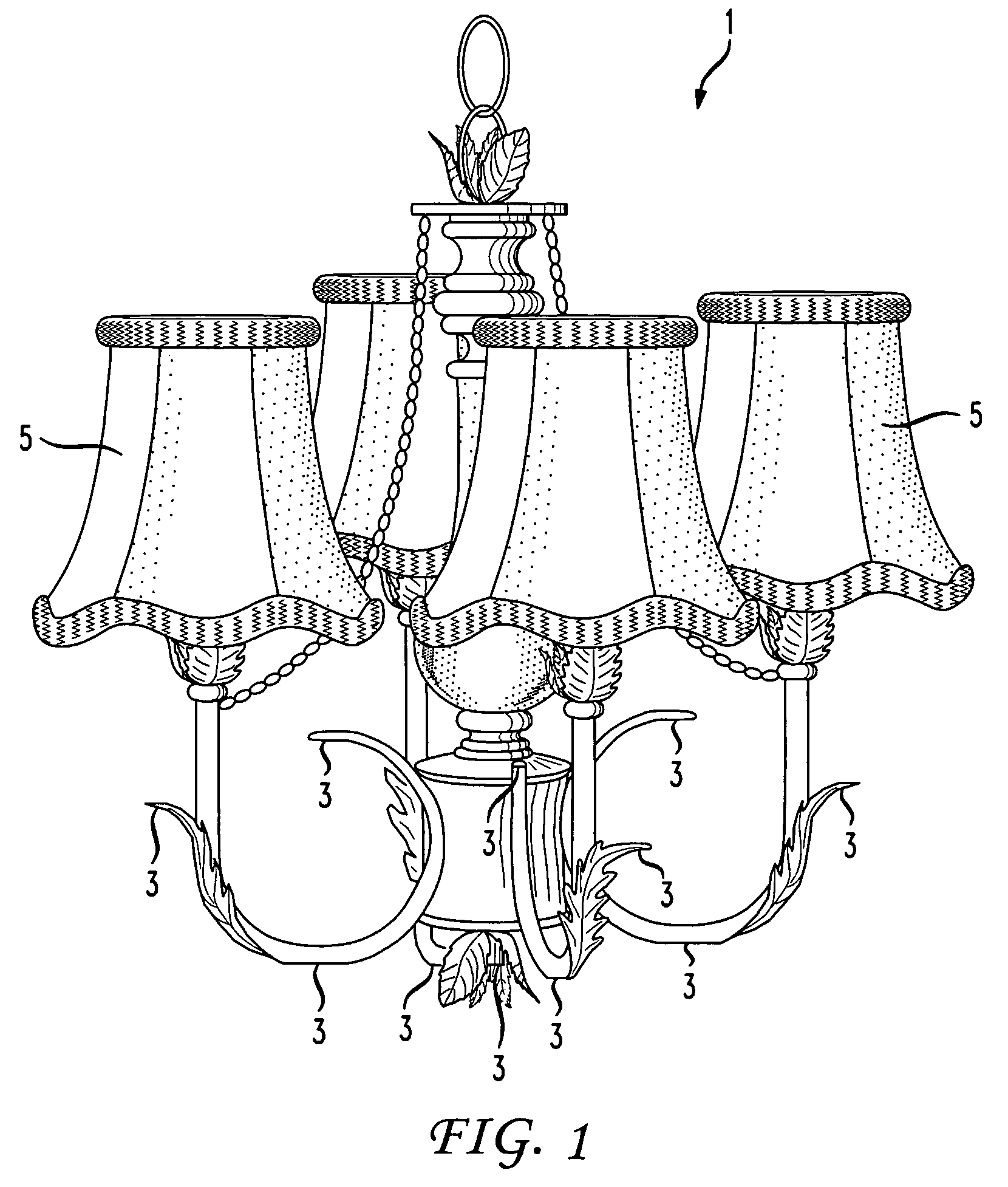 Interchangeable adornments for chandeliers and the like