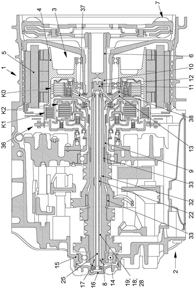 Hybrid drive device of motor vehicle