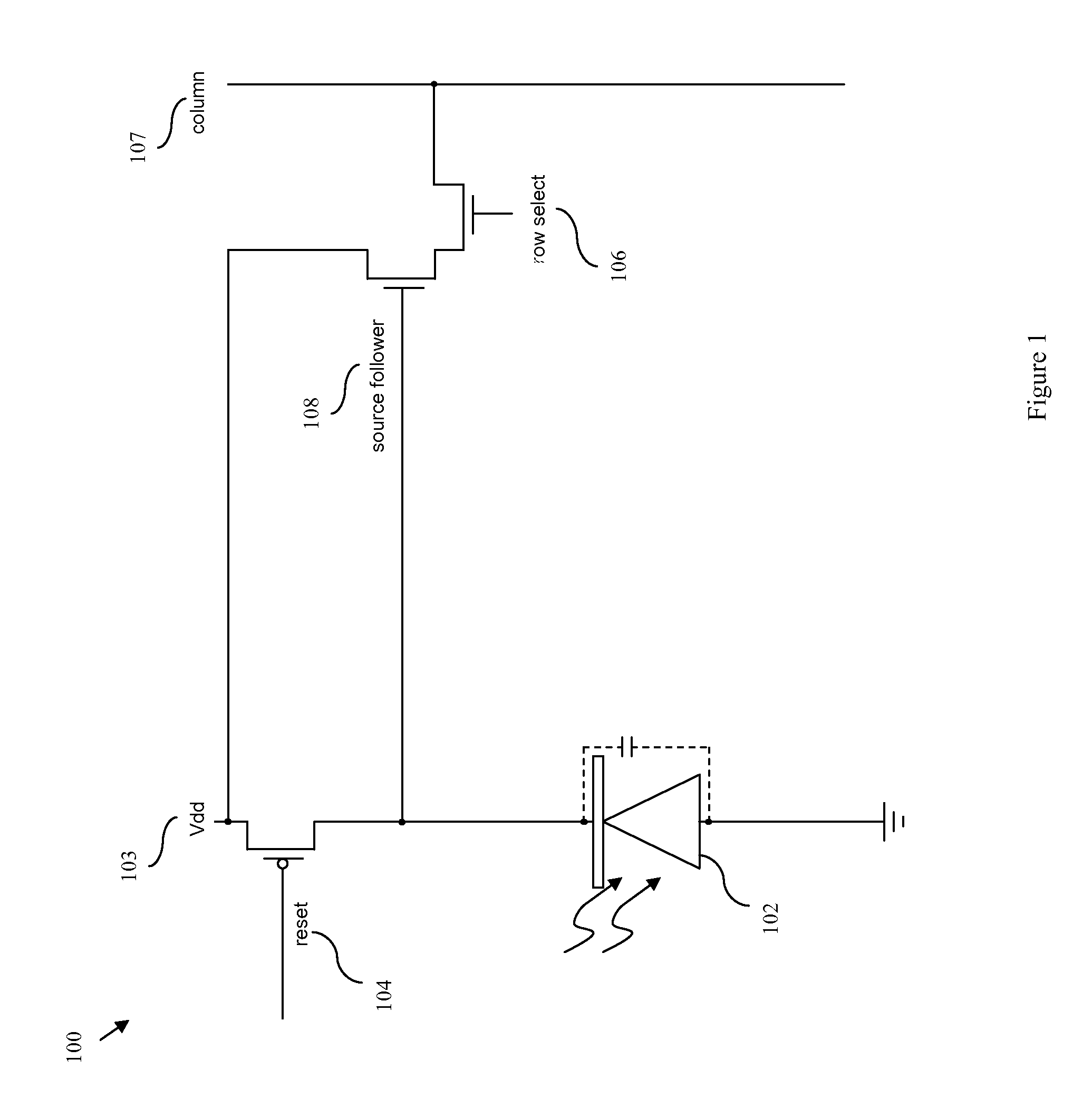 Wide dynamic range image sensor utilizing switch current source at pre-determined switch voltage per pixel