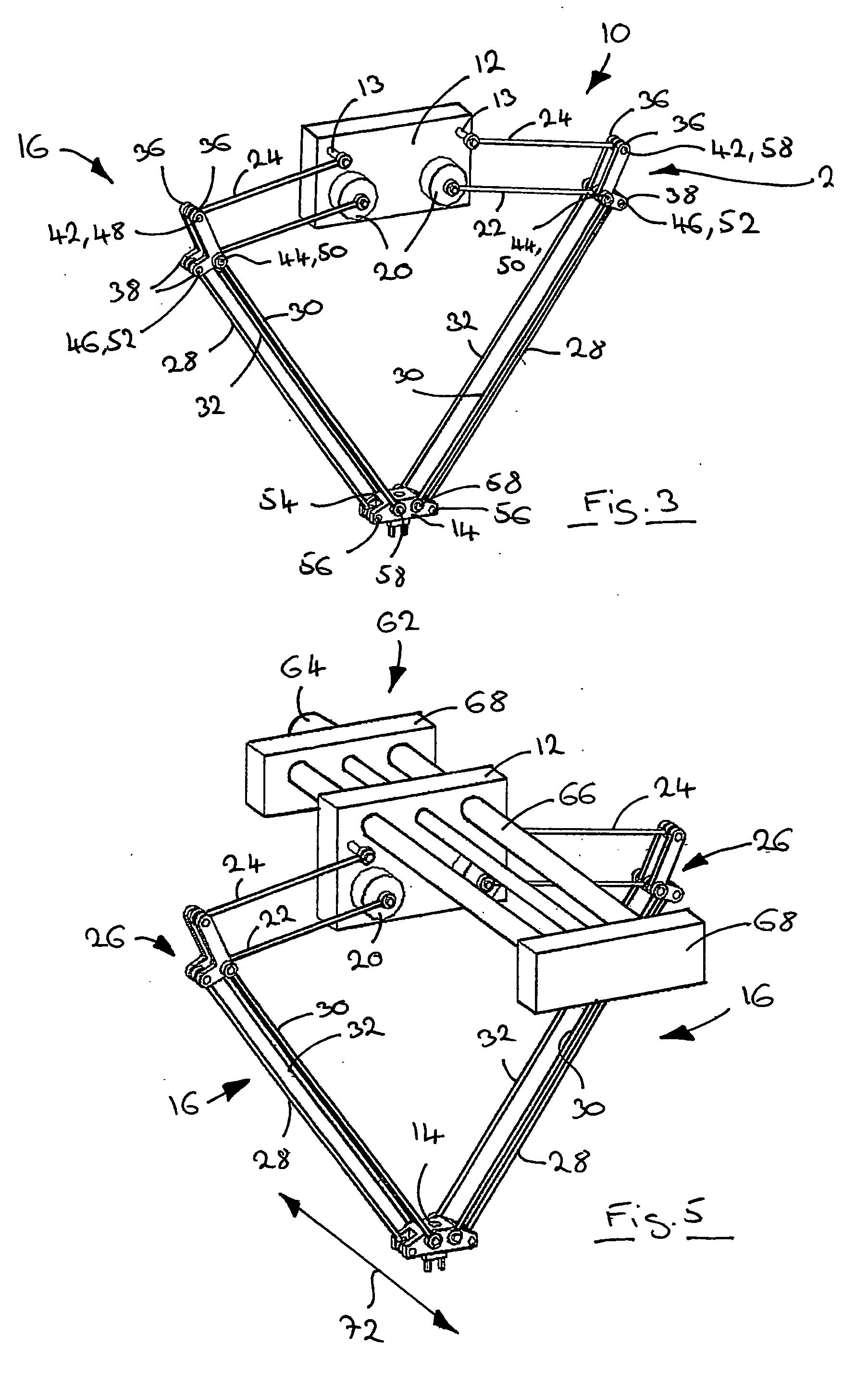 Planar parallel robot mechanism with two translational degrees of freedom