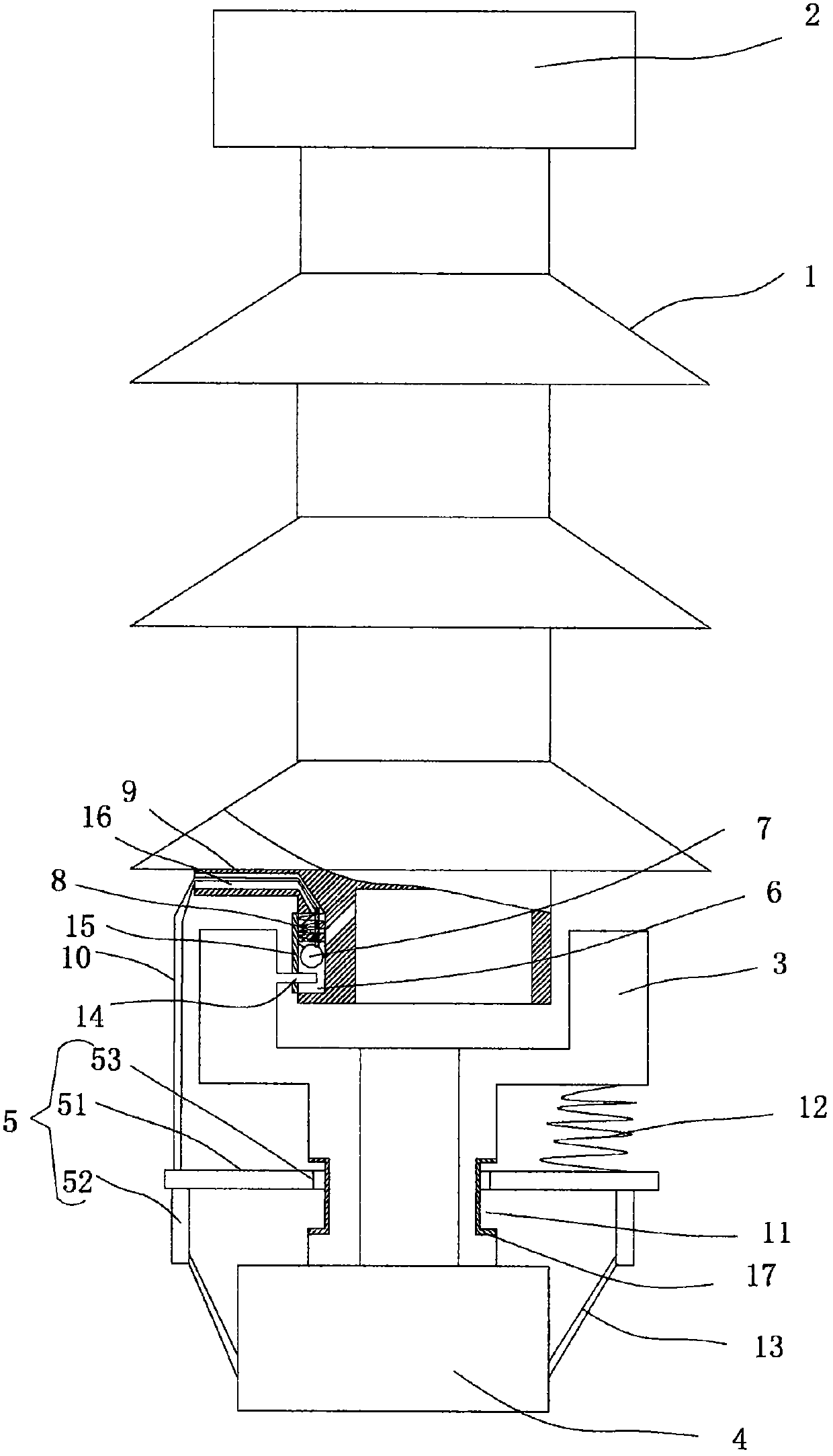 Lightning protection insulator with end fittings punched open mark structure