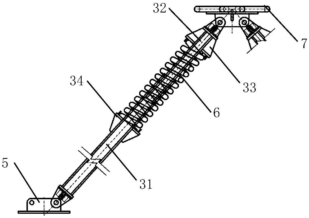 Point-supporting self-recovering flexible buffering structure adopting piston rods for hangar tunnel project