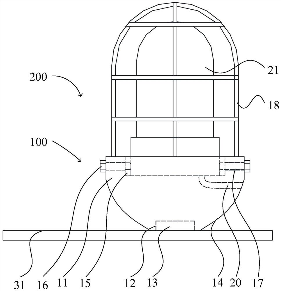 Fixing device, alarm device and overhead vehicle