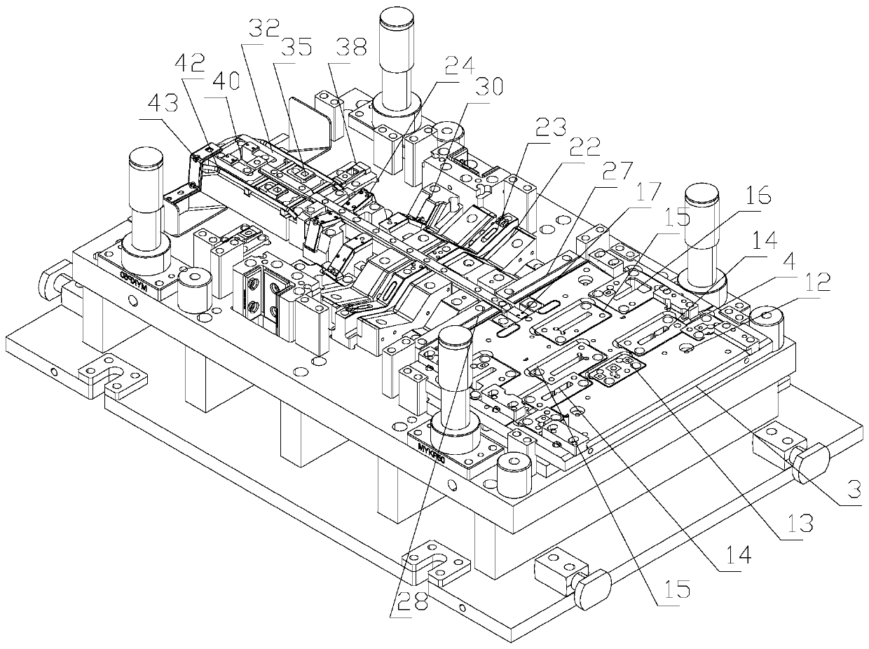 Progressive stamping die for radiator support