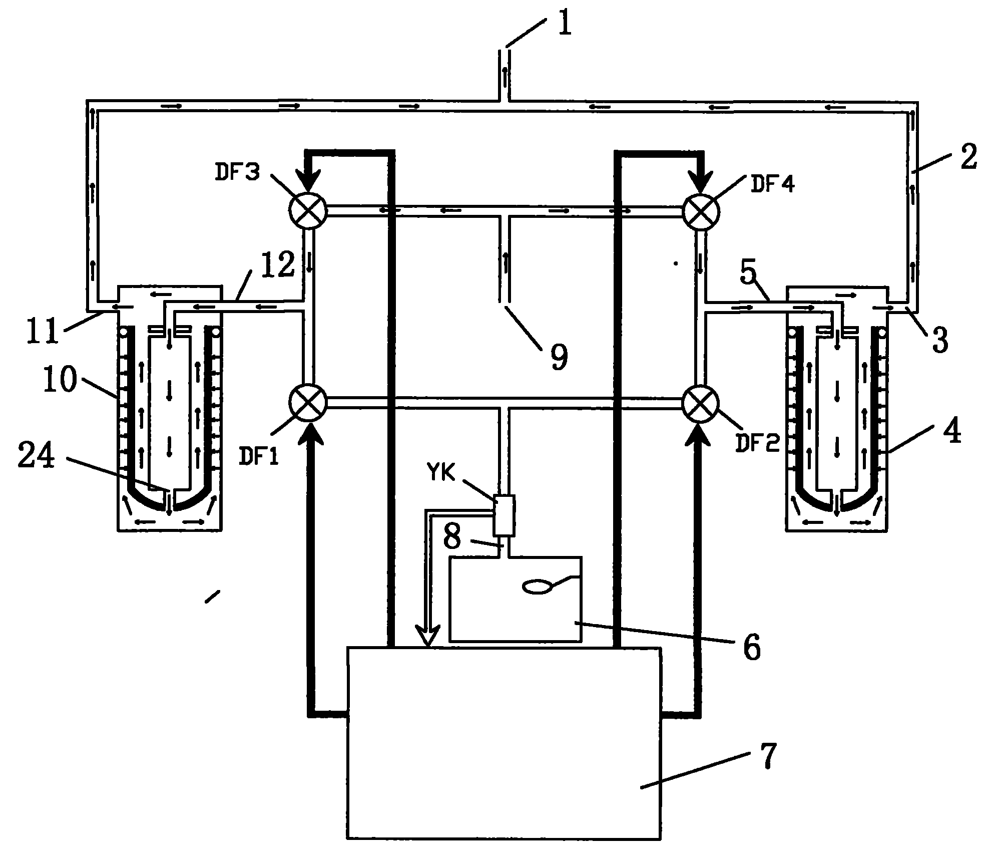 Household full-automatic double film self-flushing water-purifying device