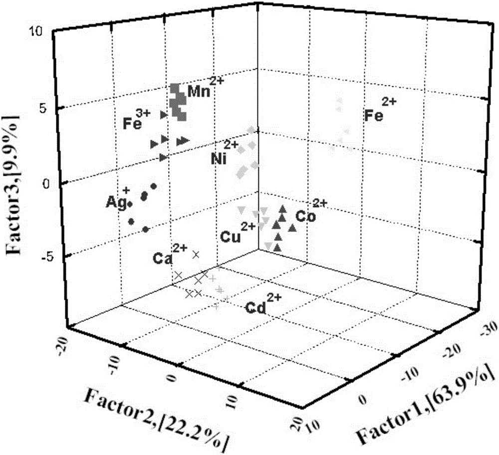 Detection method for metal ions by amino acid regulated quantum dot fluorescent array sensor