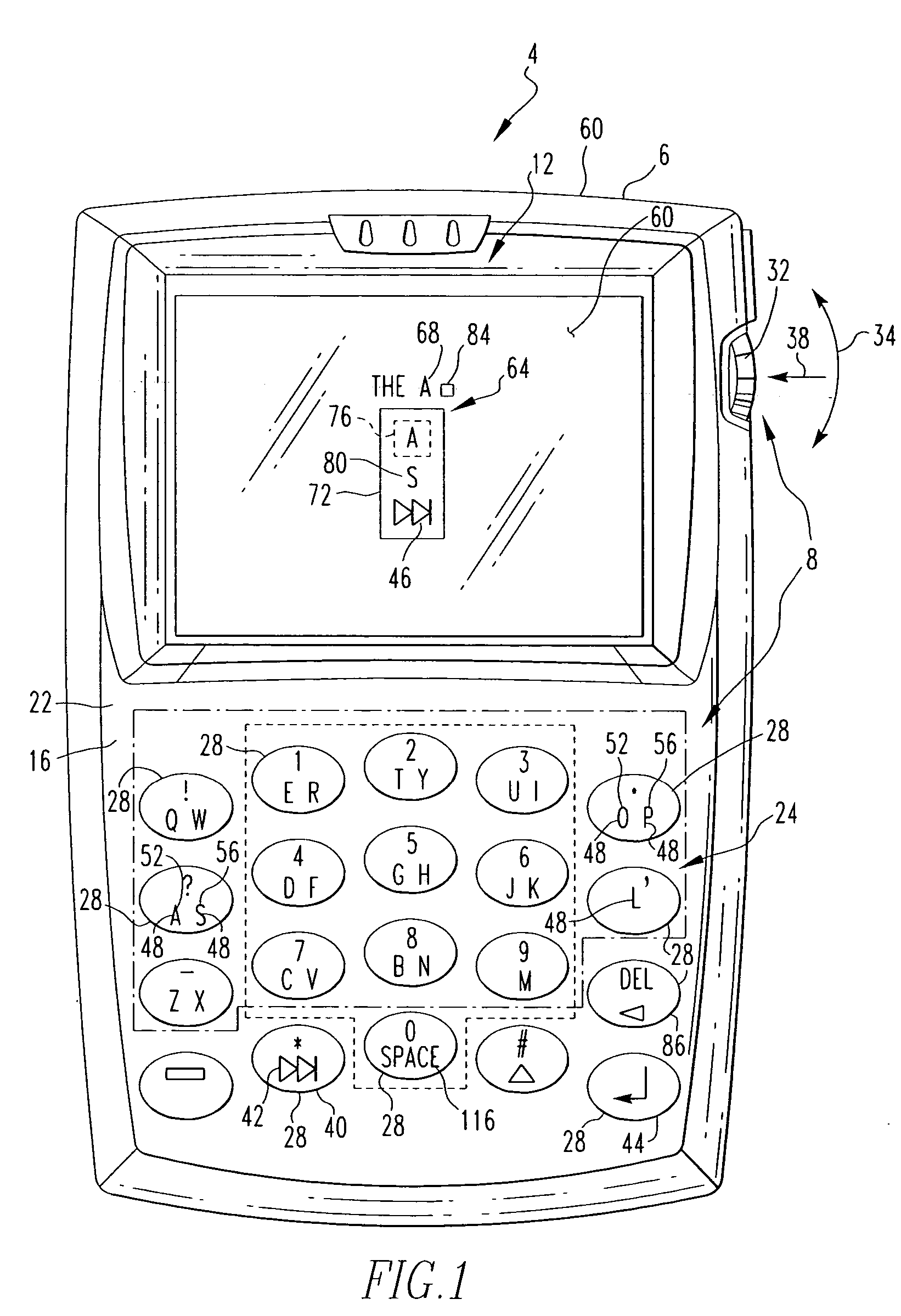 Handheld electronic device with text disambiguation