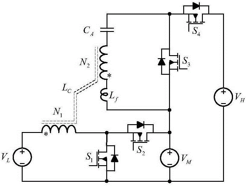 Bidirectional three-port non-isolated DC converter and control method thereof