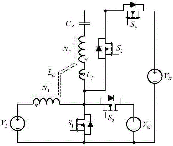 Bidirectional three-port non-isolated DC converter and control method thereof