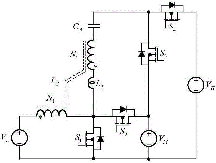 Bidirectional three-port non-isolated DC converter and control method thereof